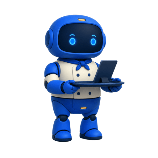 Wobi, robot azul de servicio gastronómico de Wobistro